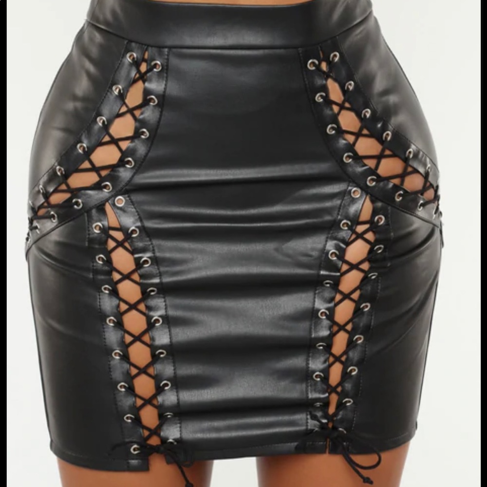 * SOLD * Leather lace up skirt